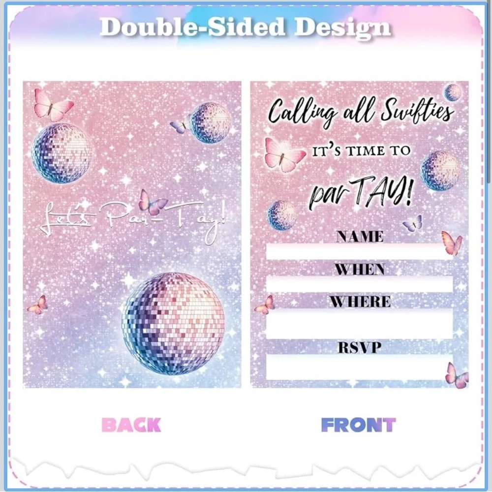 Pink‎ and Purple Party Invitation Cards